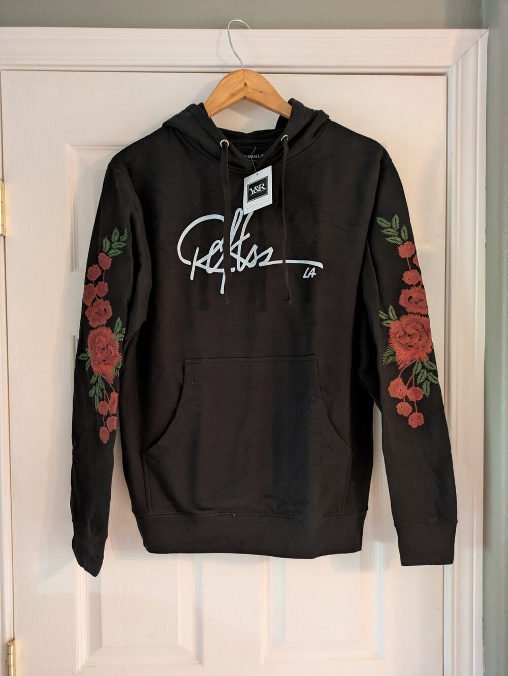 Young & Reckless Hoodie Black Rose Print Size XS/S NWT